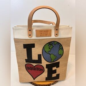 BRIGHTON Love The Earth Day Natural Jute Shopper Tote Bag